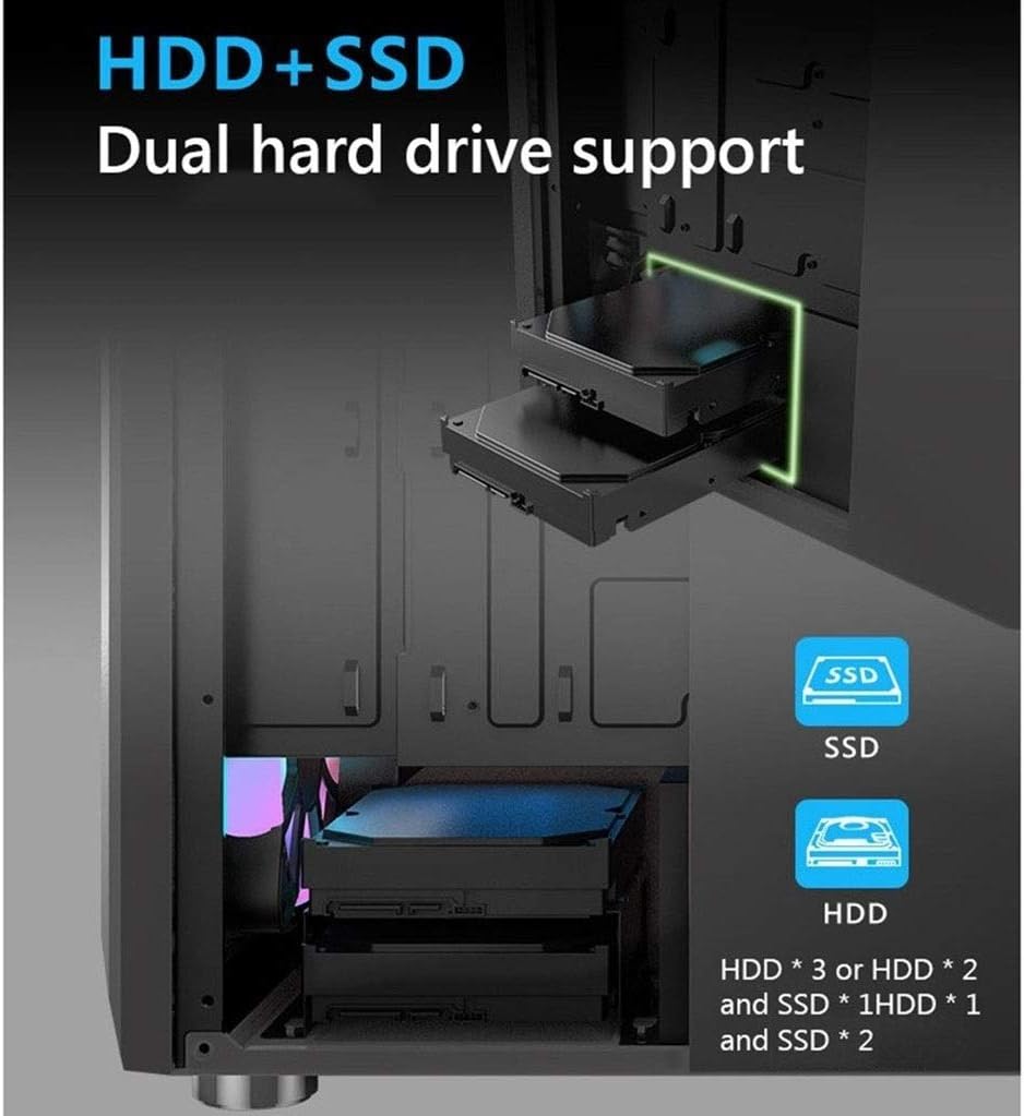 Galaxy ATX/M-ATX/ITX Gaming PC Desktop Computer Case Black with Side Tempered Glass Panels with 6 Fan Support Galaxy ATX/M-ATX/ITX Gaming PC Desktop Computer Case Black with Side Tempered Glass Panels with 6 Fan Support